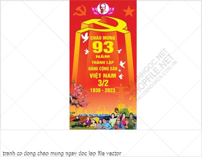 tranh co dong chao mung ngay doc lap file vector